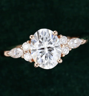 1.5CT Oval Lab Grown IGI Certified Ring | Cluster Style Ring | Custom Ring
