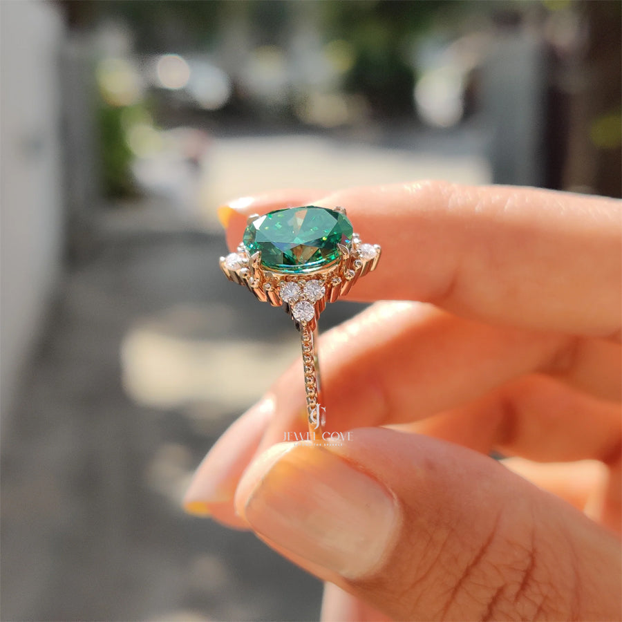 Oval Shaped Engagement Ring In Muse Style | Lab Grown Diamonds | IGI Certified