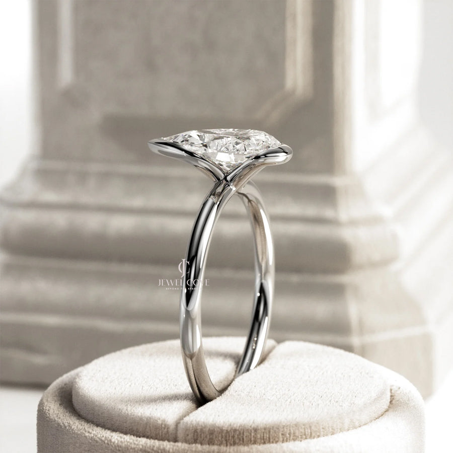 2 CT Pear Lab-Grown diamond IGI Certified ring | Bezel Setting | IGI Certified | Solitaire Ring