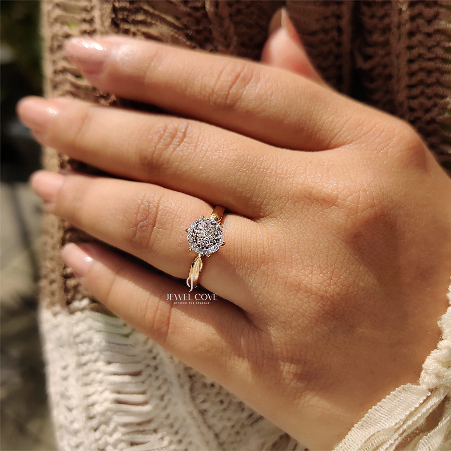 Portuguese Cut Diamond Ring With Tulip Setting | Lab Grown Diamond | solitaire ring | IGI Certified