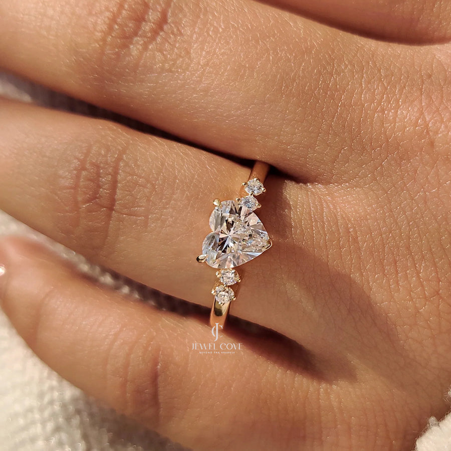5 Stone Heart Cut Diamond Wedding Ring | Lab Grown Diamonds | IGI Certified