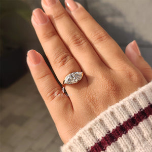 2CT Marquise Solitaire Ring in Bypass Setting | Lab Grown Diamonds | IGI Certified