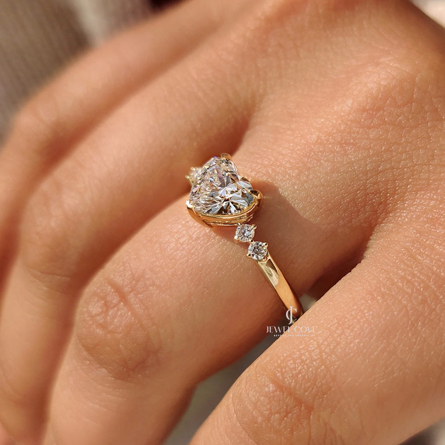 5 Stone Heart Cut Diamond Wedding Ring | Lab Grown Diamonds | IGI Certified