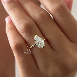 2 CT Pear Lab-Grown diamond IGI Certified ring | Bezel Setting | IGI Certified | Solitaire Ring