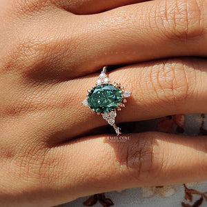 Oval Shaped Engagement Ring In Muse Style | Lab Grown Diamonds | IGI Certified