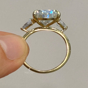 3.50 CT Pear Three Stone Ring | Marquise Wing Bridal Ring Set For Engagement Ring | Lab Grown Diamonds | IGI Certified