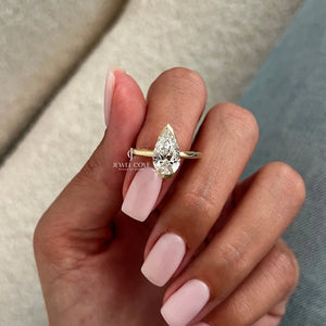 2 CT Pear Lab-Grown diamond IGI Certified ring | Bezel Setting | IGI Certified | Solitaire Ring
