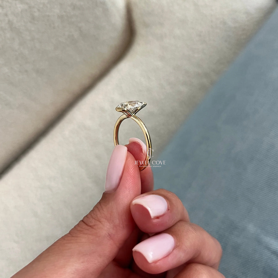 2 CT Pear Lab-Grown diamond IGI Certified ring | Bezel Setting | IGI Certified | Solitaire Ring