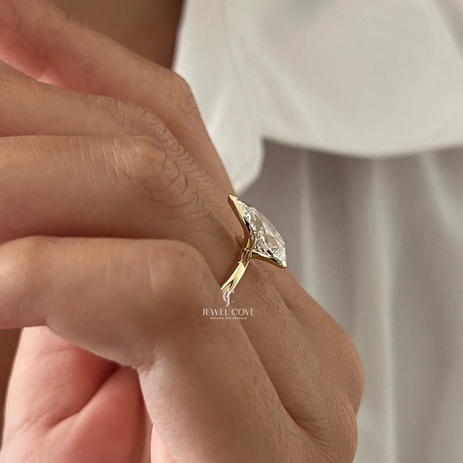 2 CT Pear Lab-Grown diamond IGI Certified ring | Bezel Setting | IGI Certified | Solitaire Ring