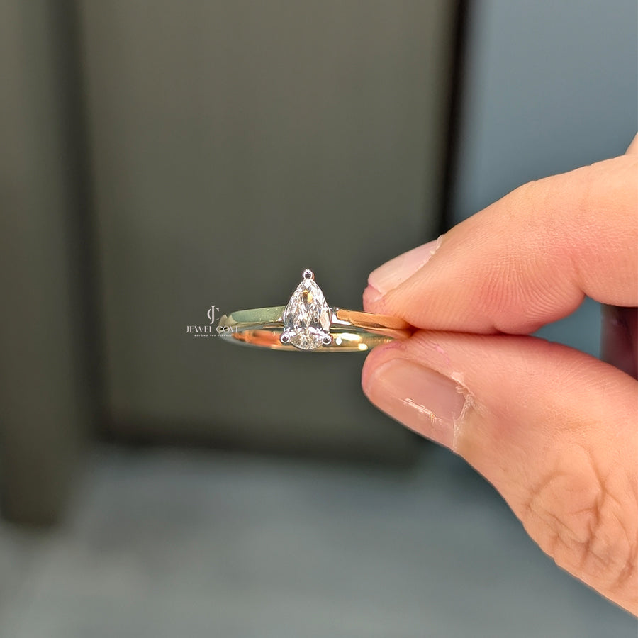 0.60 CT Pear Diamond Ring, 3 Prong Pear Engagement Ring | Lab Grown Diamonds | IGI Certified