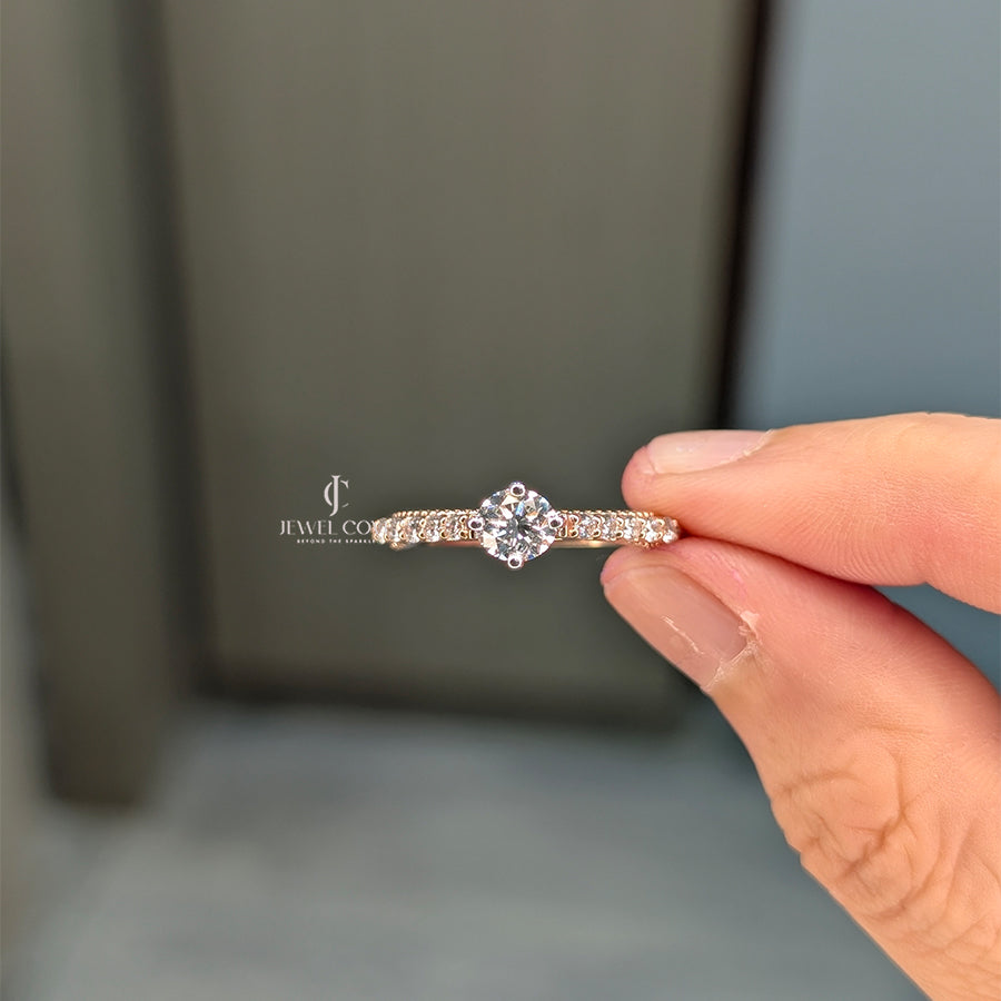 0.40 CT Round Diamond Ring, Cathedral Setting Engagement Ring | Lab Grown Diamonds | IGI Certified