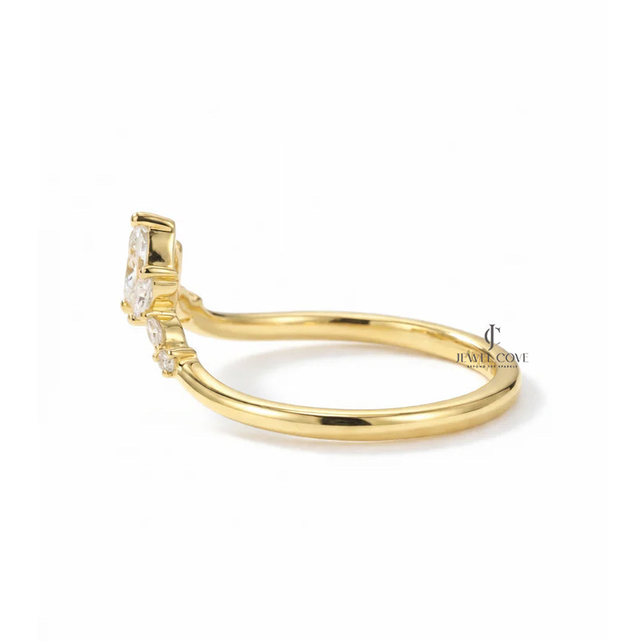 14K Yellow Gold Marquise Lab Grown Band For Daily Wear | IGI Certified