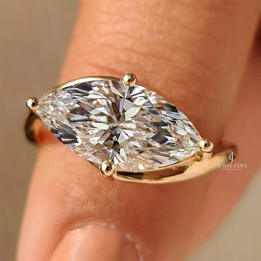 2CT Marquise Solitaire Ring in Bypass Setting | Lab Grown Diamonds | IGI Certified