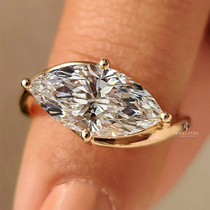 2CT Marquise Solitaire Ring in Bypass Setting | Lab Grown Diamonds | IGI Certified