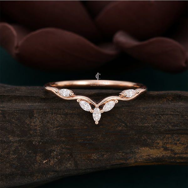 Marquise Matching stackable wedding Delicate Band | Lab Grown Diamonds | IGI Certified