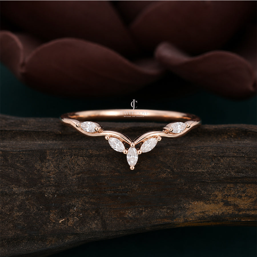Marquise Matching stackable wedding Delicate Band | Lab Grown Diamonds | IGI Certified