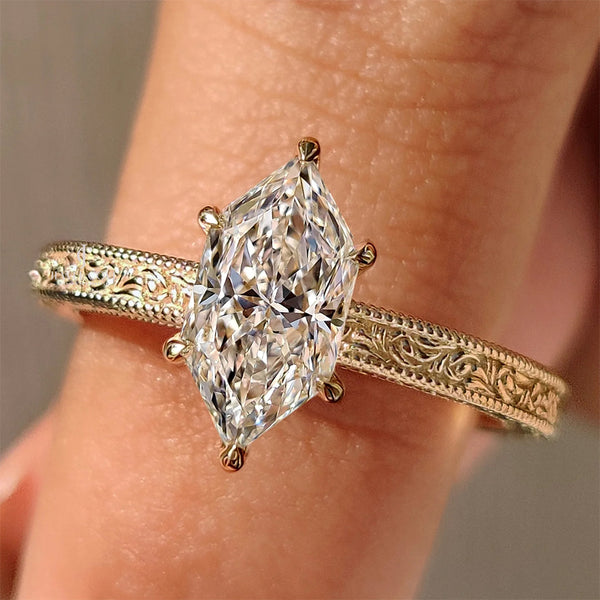 1CT Dutch Marquise Ring in Milgrain Setting | Lab Grown Diamonds | IGI Certified