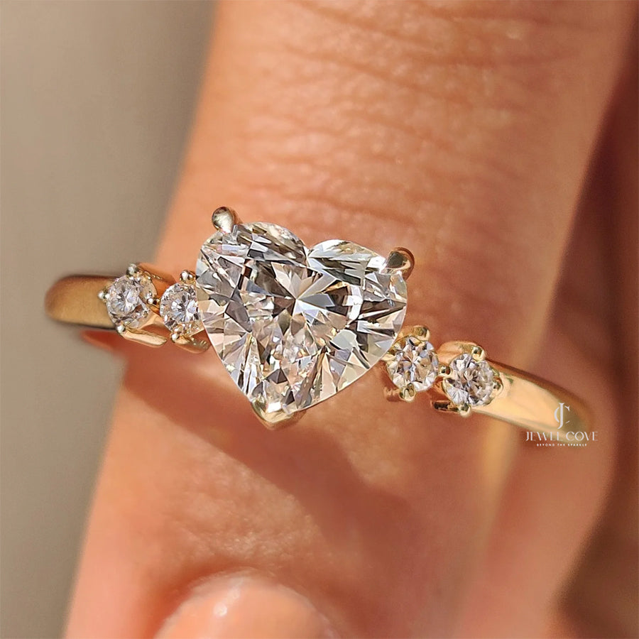 5 Stone Heart Cut Diamond Wedding Ring | Lab Grown Diamonds | IGI Certified