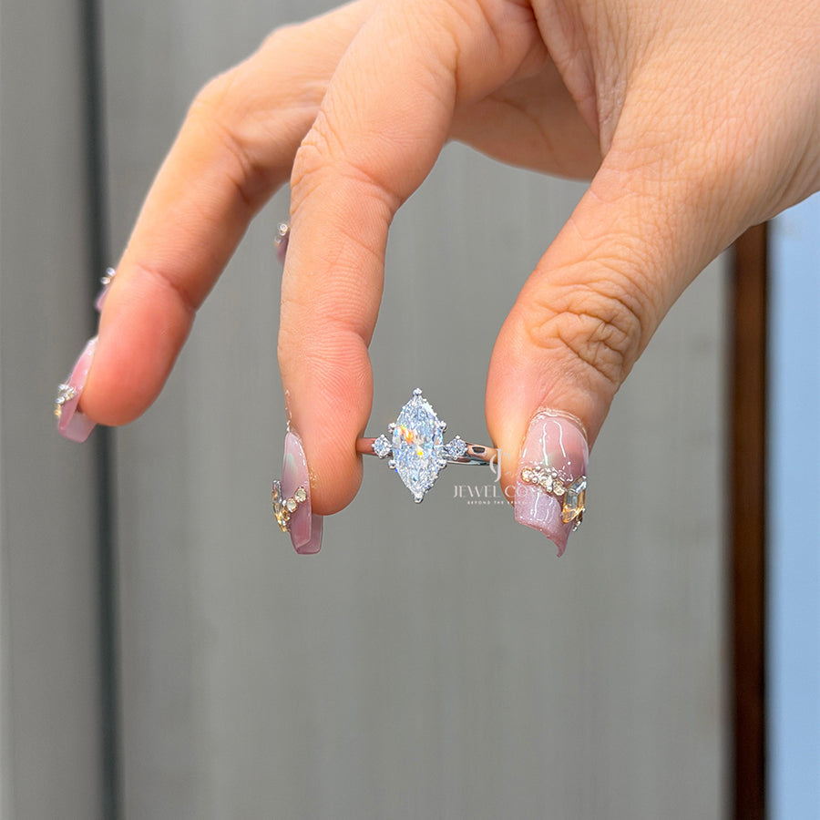 2CT Marquise Three Stone Diamond Ring | Lab Grown Diamonds | IGI Certified