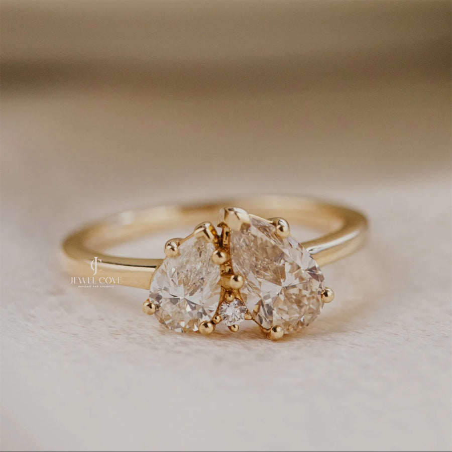 Toi et Moi 1.00 CT Pear Lab Grown Diamond Ring | IGI Certified | Two Stone Ring