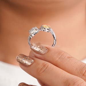 3CTW Yellow Pear Lab grown Diamond Ring For Her | Lab Grown Diamonds | IGI Certified