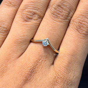 V-Chevron Round Diamond Ring For Daily Wear Ring | Lab Grown Diamonds | IGI Certified