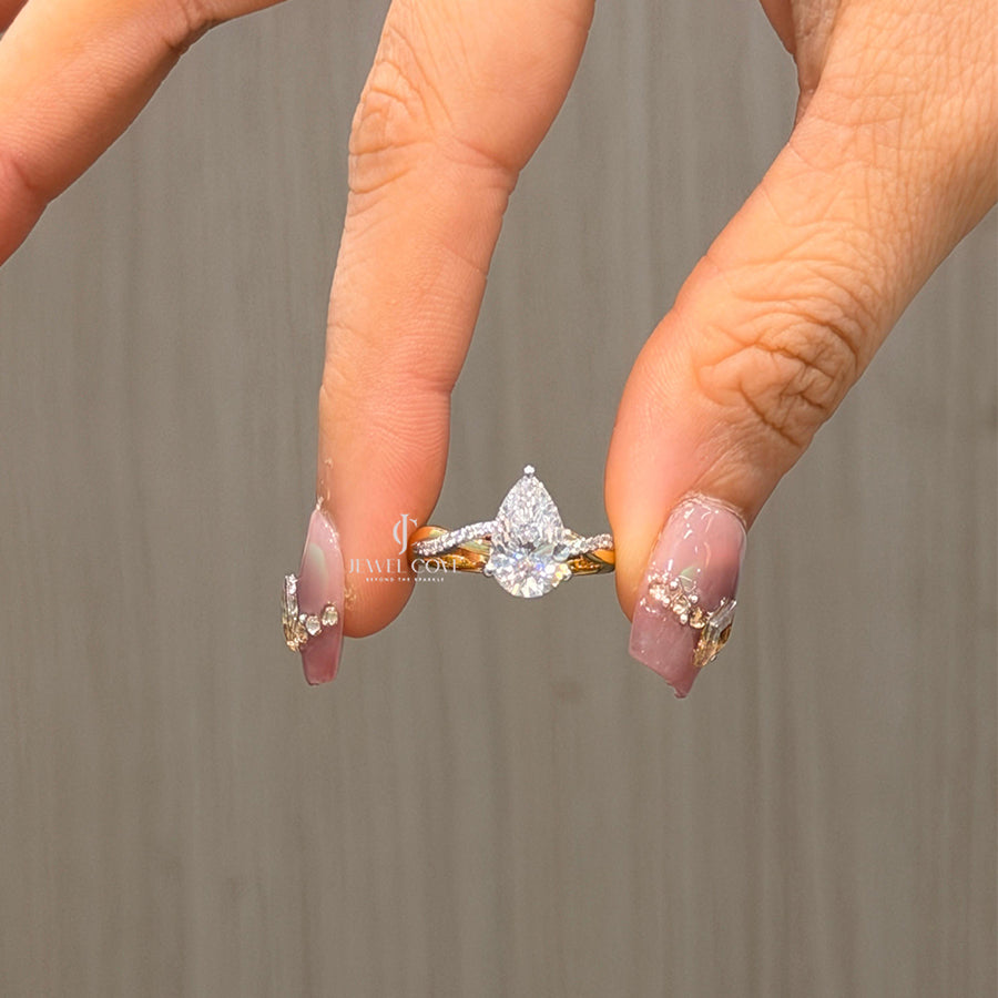 2CT Pear Split Shank Engagement Ring | Lab Grown Diamonds | IGI Certified