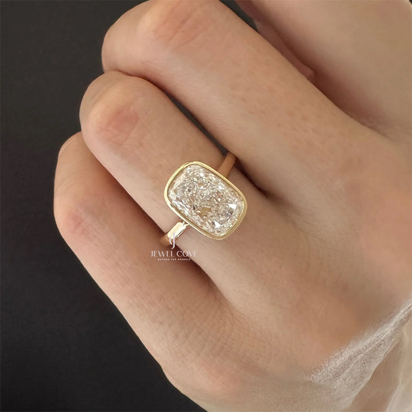 3 carat elongated cushion cut Moissanite diamond Ring | IGI Certified | E-F Color