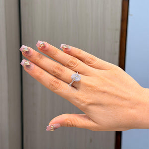 2CT Oval Halo Engagement Diamond Ring | Moissanite Diamonds | GRA Certified