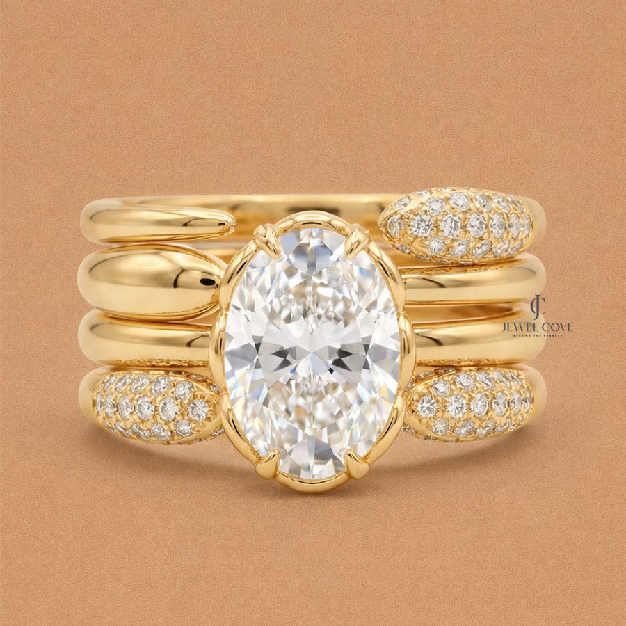 The Sculptural Quad-Layered Stack Lab Diamond 4 Layer Bridal Ring Set