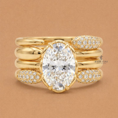 The Sculptural Quad-Layered Stack Lab Diamond 4 Layer Bridal Ring Set