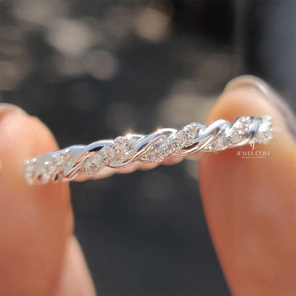 Twisted Eternity Band With Round Lab Grown Diamonds | IGI Certified