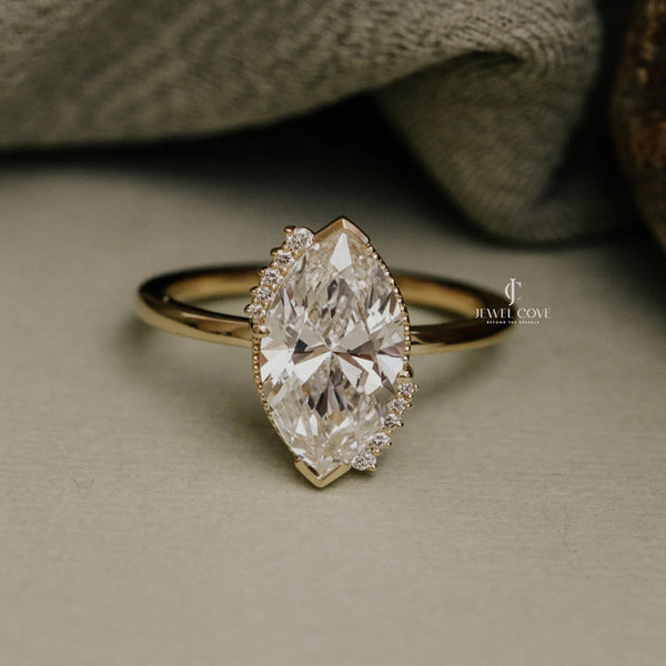 2CT Marquise Solitaire vintage Engagement Ring | IGI Certified | Lab Grown | E-F Color