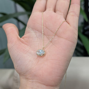 2CT Oval Georgian Collet Set Lab Grown Pendent | Bezel Protect Prong Setting (Only Pendent)
