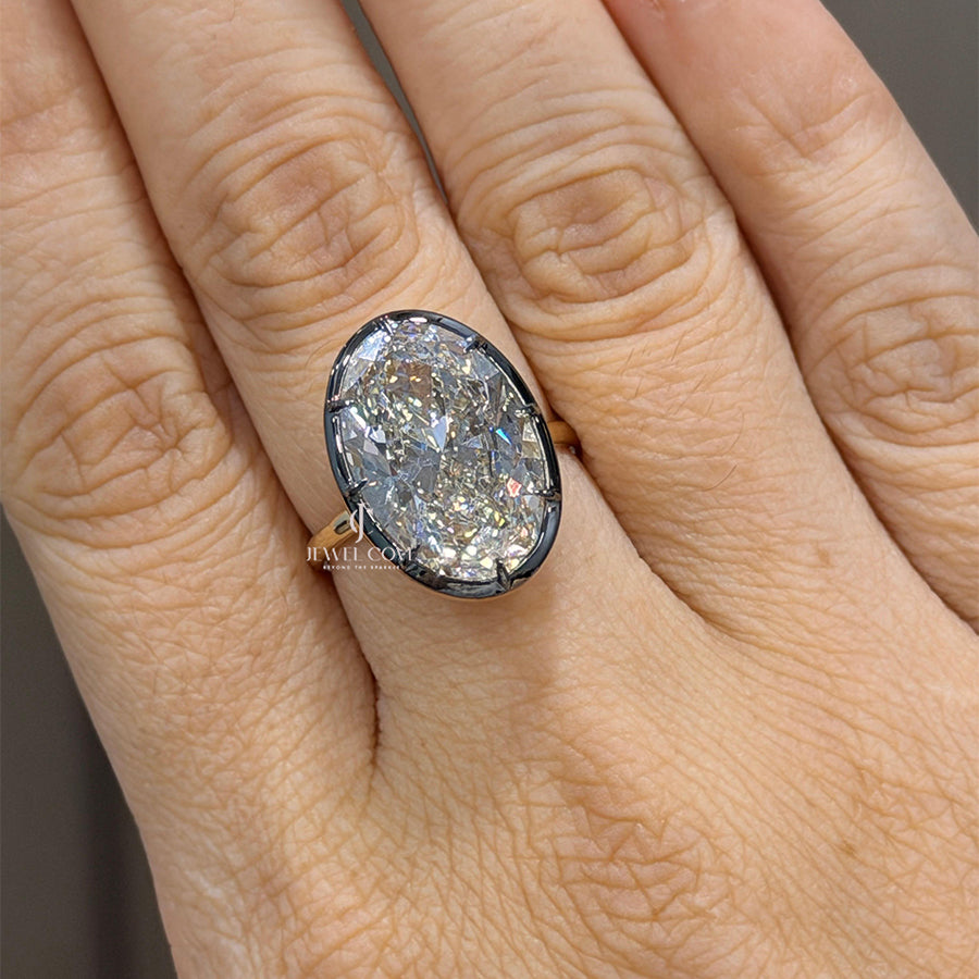 Oval Solitaire Diamond Ring For Engagement | Bezel Setting | Lab Grown Diamonds | IGI Certified
