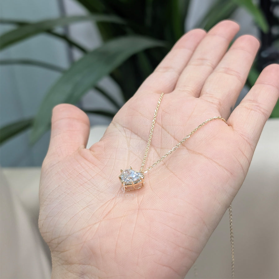 2CT Heart Georgian Collet Set Lab Grown Pendent | Bezel Protect Prong Setting (Only Pendent)