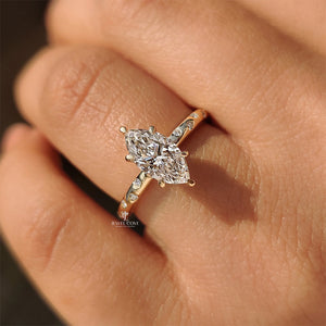 Flush Pave Set Marquise Diamond Ring in 6 Claw Prong Setting | IGI Certified