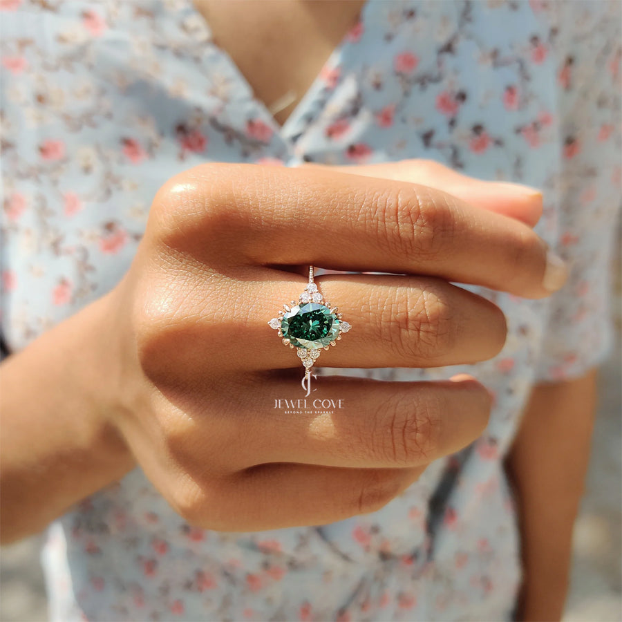 Oval Shaped Engagement Ring In Muse Style | Moissanite Diamonds | GRA Certified