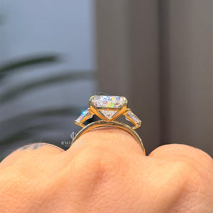 3.50 CT Pear Three Stone Ring | Marquise Wing Bridal Ring Set For Engagement Ring | Lab Grown Diamonds | IGI Certified