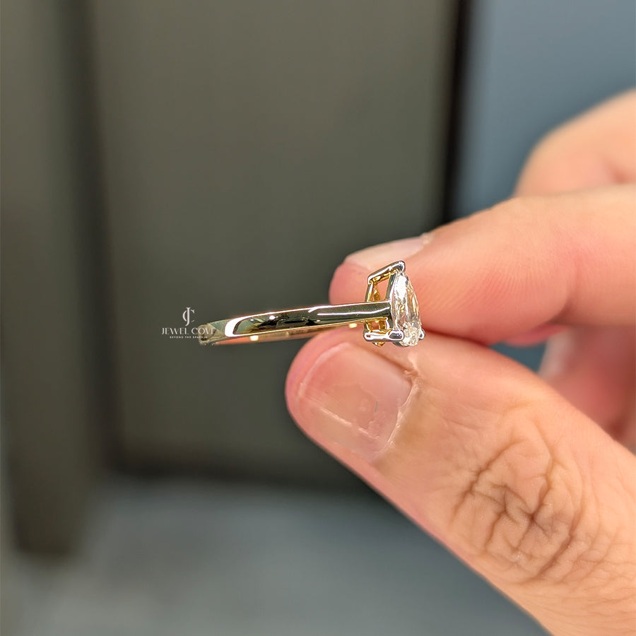 0.60 CT Pear Diamond Ring, 3 Prong Pear Engagement Ring | Lab Grown Diamonds | IGI Certified