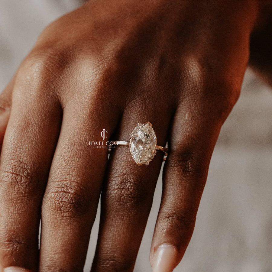 2CT Marquise Solitaire vintage Engagement Ring | IGI Certified | Lab Grown | E-F Color