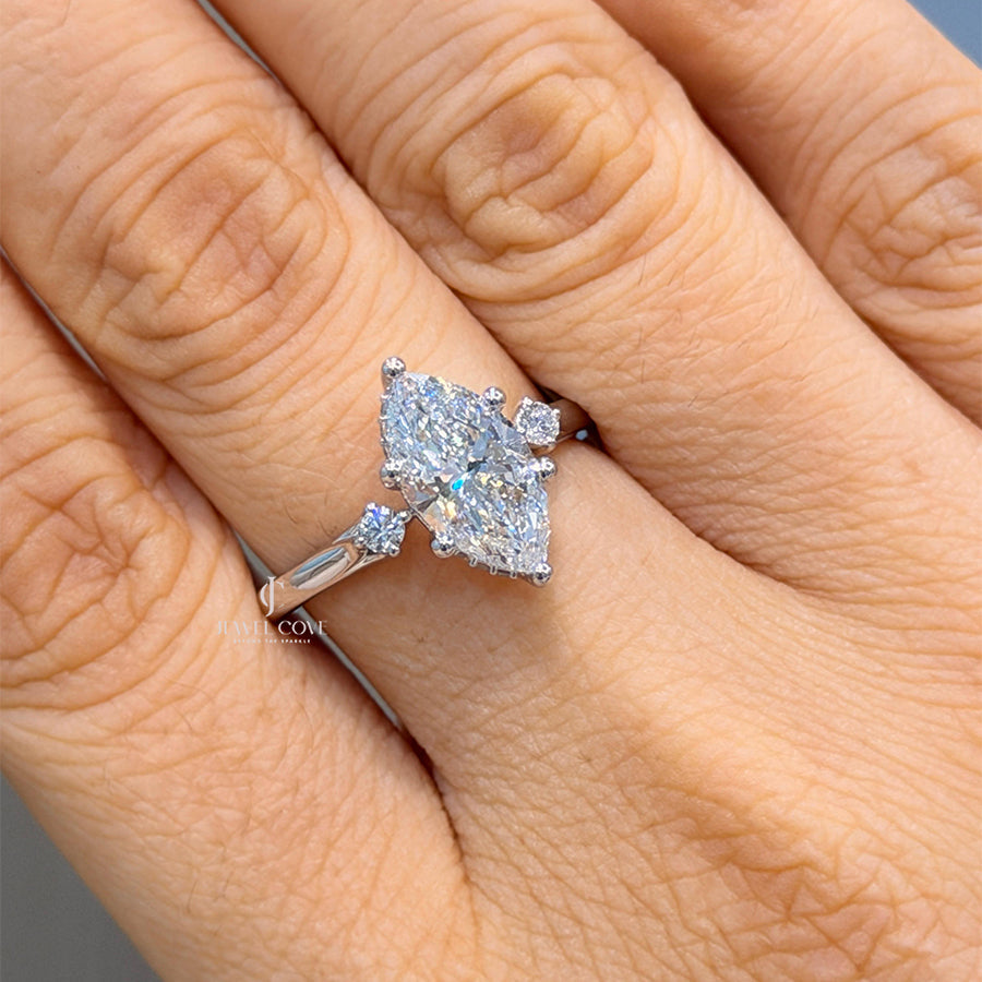 2CT Marquise Three Stone Diamond Ring | Lab Grown Diamonds | IGI Certified