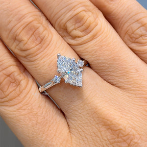 2CT Marquise Three Stone Diamond Ring | Lab Grown Diamonds | IGI Certified