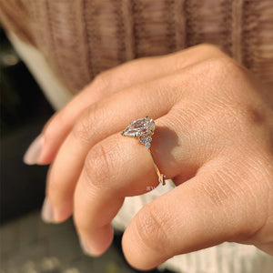 Pear Cut Lab Grown Engagement Ring In Muse Setting | VVS-VS EF Color | IGI Certified Ring