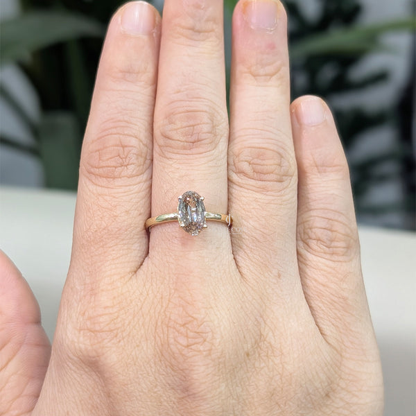 Champagne Old Mine Oval Lab Grown IGI Certified Ring
