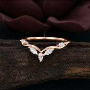 Marquise Matching stackable wedding Delicate Band | Lab Grown Diamonds | IGI Certified