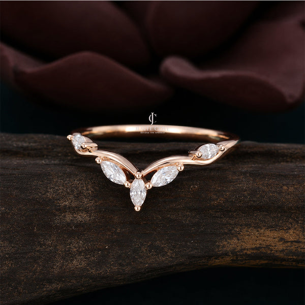 Marquise Matching stackable wedding Delicate Band | Lab Grown Diamonds | IGI Certified