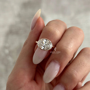 3 CT Oval lab-grown diamond ring | Half Bezel Setting | IGI Certified | Solitaire Ring