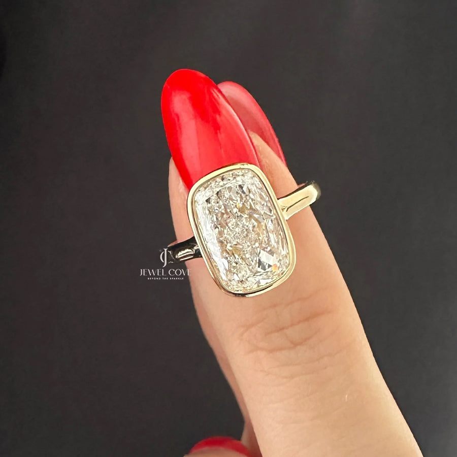 3 carat elongated cushion cut lab-grown diamond Ring | IGI Certified | E-F Color