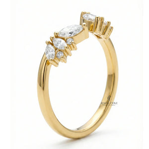 14K Yellow Gold Marquise Open Cuff Lab Grown Band For Daily Wear | IGI Certified